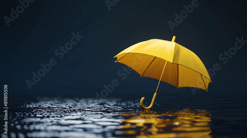 Yellow Umbrella Weather forecast sign. 3d render 