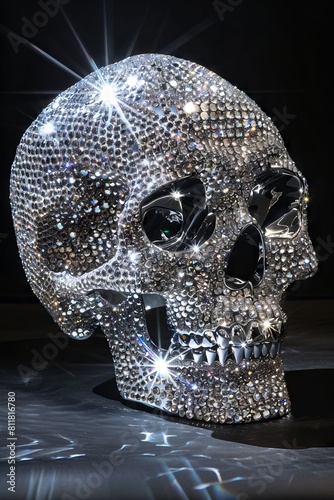 Sparkling Silver Crystal Encrusted Skull
 photo