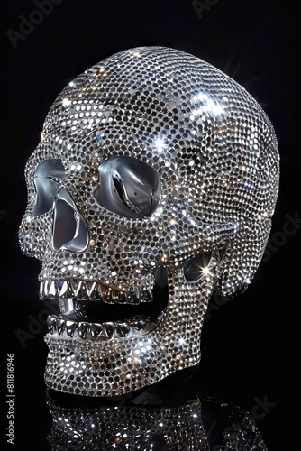 Sparkling Silver Crystal Encrusted Skull 