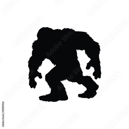 Bigfoot silhouette, Sasquatch silhouette eps vector illustration