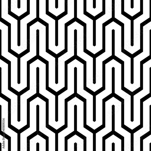 Jagged stripes motif. Linear backdrop. Geometric waves ornament. Zigzag lines background. Curves image. Seamless pattern. Digital paper, textile print, web design