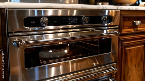 A built-in wall oven and microwave combination unit, maximizing counter space.