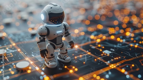 Teknologi Robot Modern sebagai Latar Belakang, Menghubungkan Manusia di Seluruh Dunia Melalui Infrastruktur Digital photo
