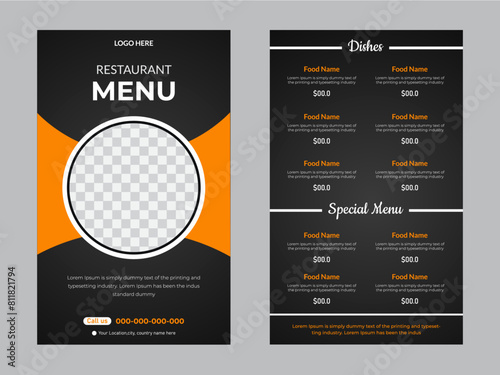Restaurant menu design template .