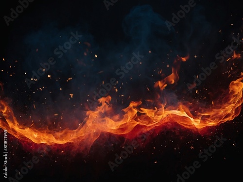 Hellish Glow, Overlay Effect of Bonfire with Flame Glow, Red Sparkles, and Fog on Black Background