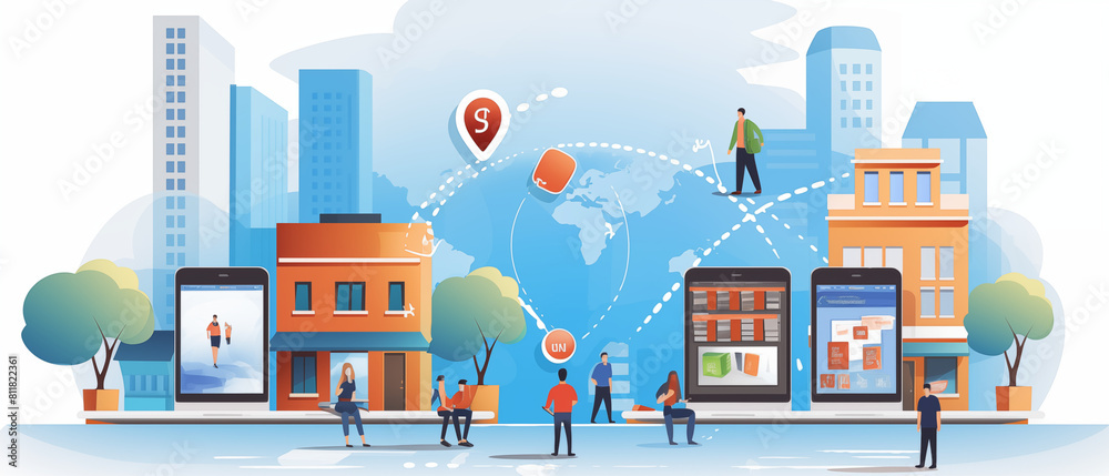 Naklejka premium Global Connectivity and Smart City Digital Illustration