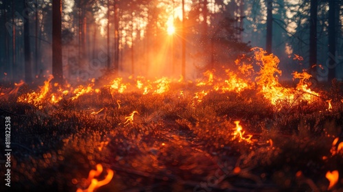 Forest on fire  hot summer day   Blazing Forest Inferno - Captivating 4K Wallpaper for Hot Summer Days 