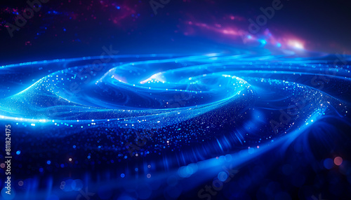 A blue swirling galaxy background.