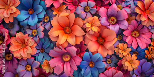 A colorful flower wallpaper with a colorful flower background Generative ai 