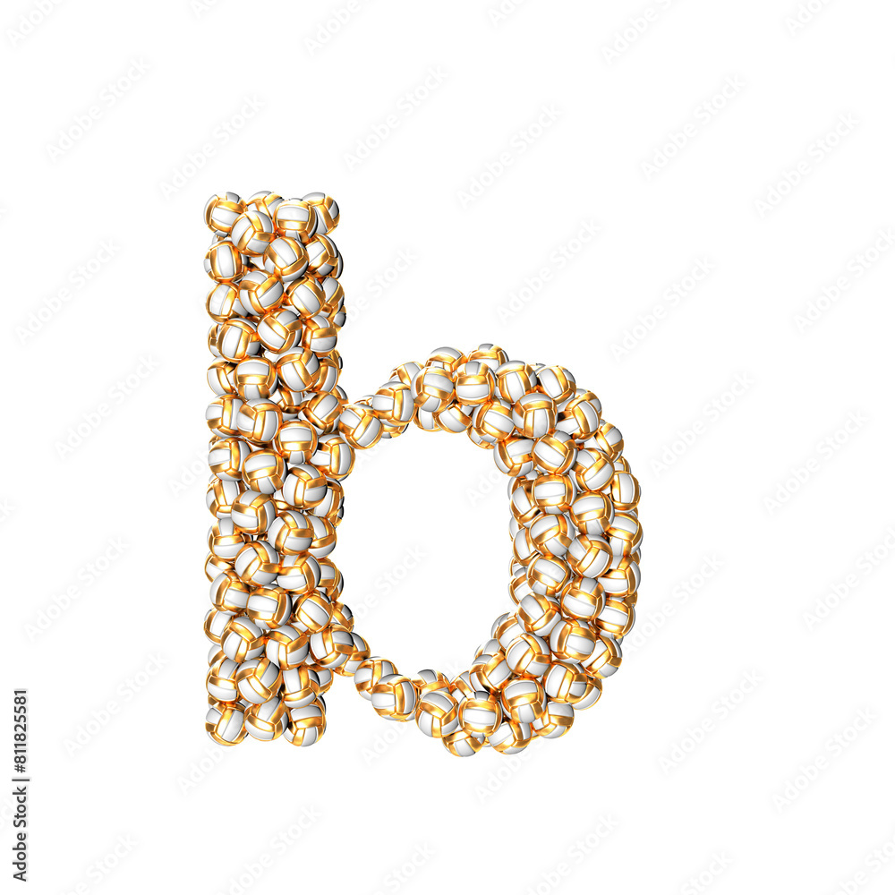 Obraz premium Symbol made of golden volleyballs. letter b