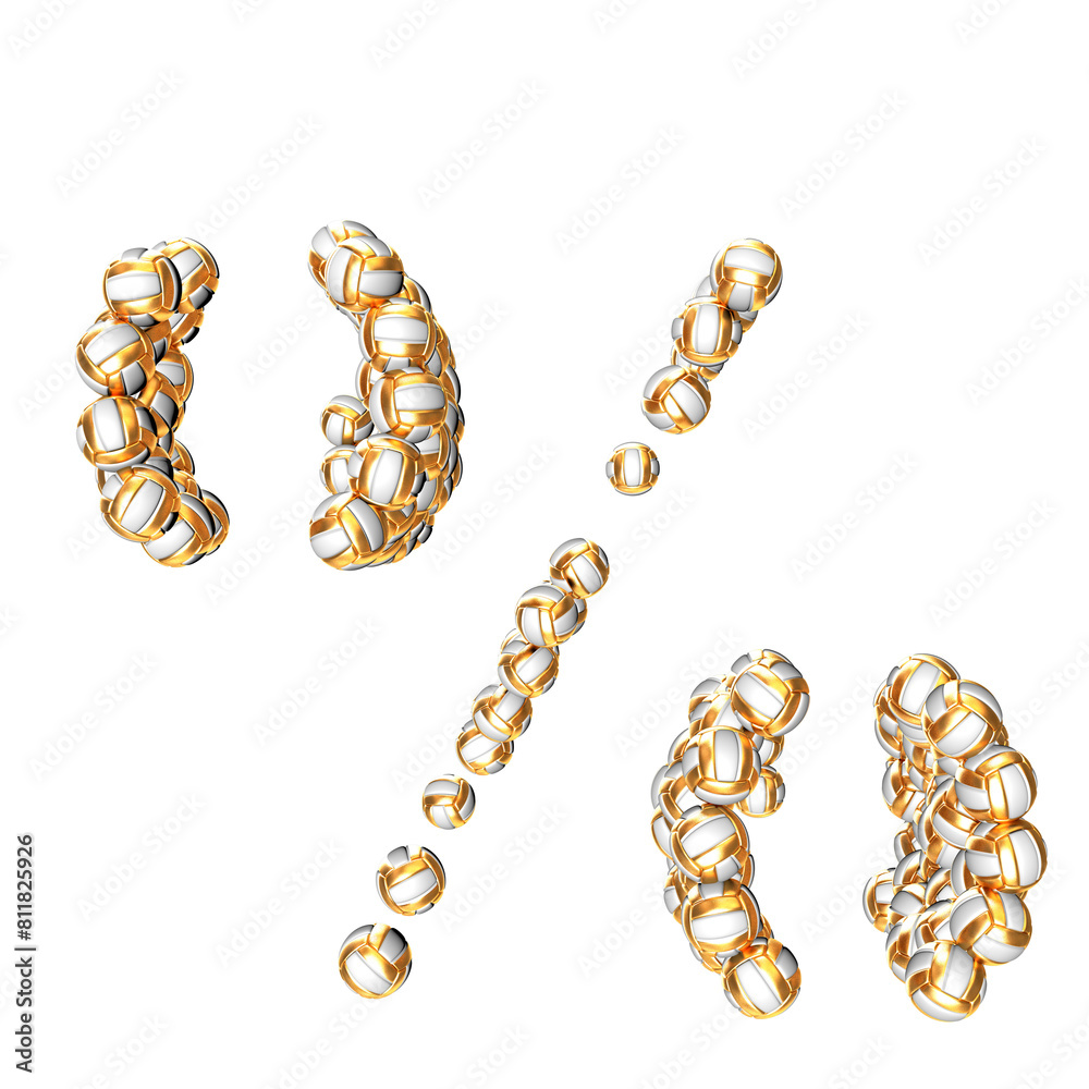 Symbol made of golden volleyballs Symbol made of golden volleyballs