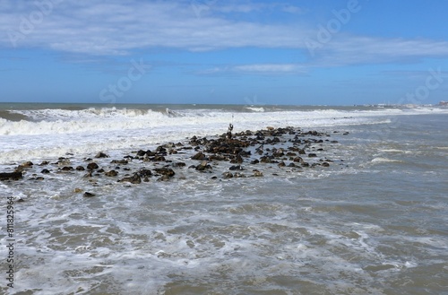 Obraz na płótnie Lido di Ostia - Statua del Nettuno dal pontile w salonie