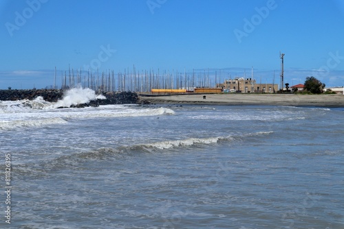 Obraz na płótnie Lido di Ostia - Scorcio del porto dalla scogliera w salonie