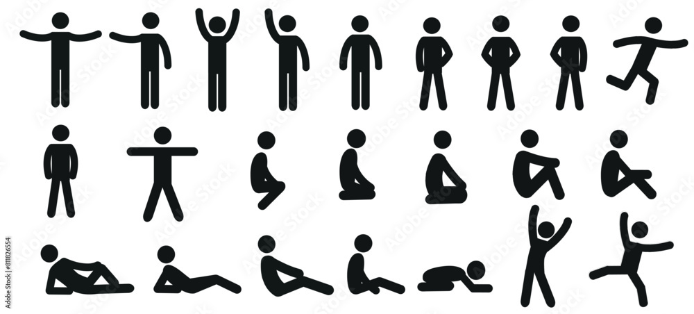 a human figurine, an isolated pictogram of people, a set of different poses and gestures, many human figures in different poses a human figurine, an isolated pictogram of people, a set of different poses and gestures, many human figures in different poses