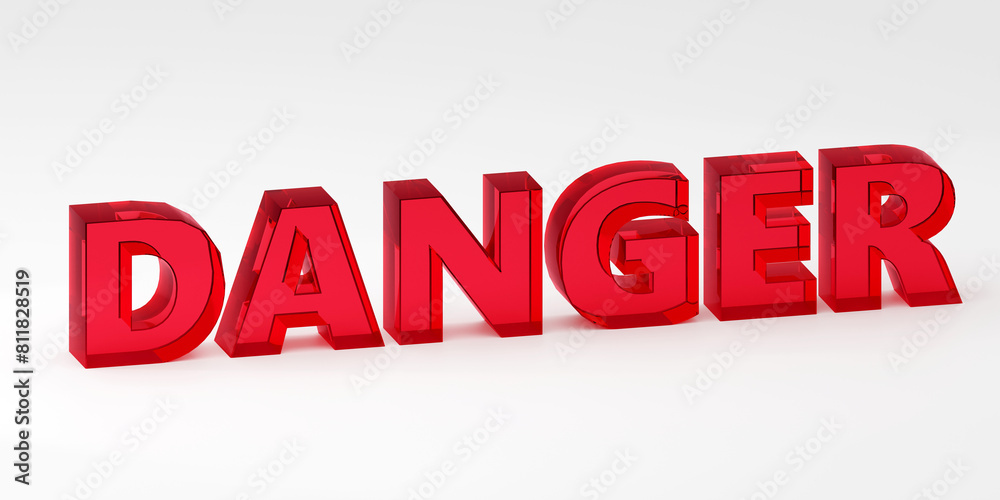 Red inscription danger on grey background, warning, danger, information sign to attract attention 3d render Red inscription danger on grey background, warning, danger, information sign to attract attention 3d render