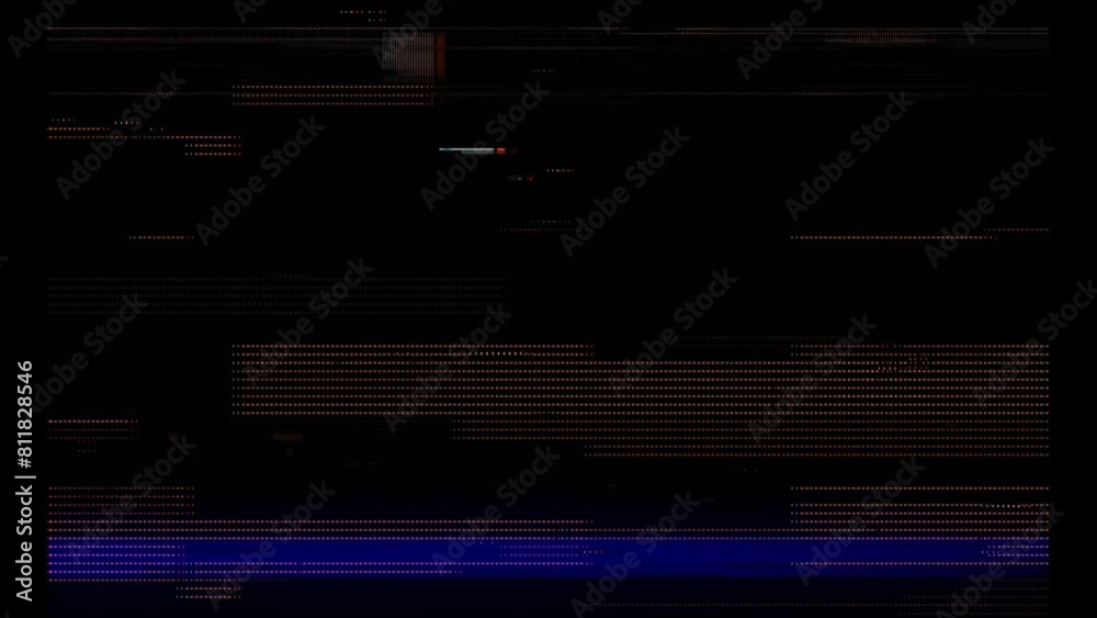 Glitch noise static television or VHS VFX. Tv screen interference distortion effect. Vintage background or glitch transition effect for video editing. Old damaged noisy stripes effect 4K