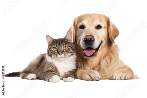dog with cat friendly isolated on white