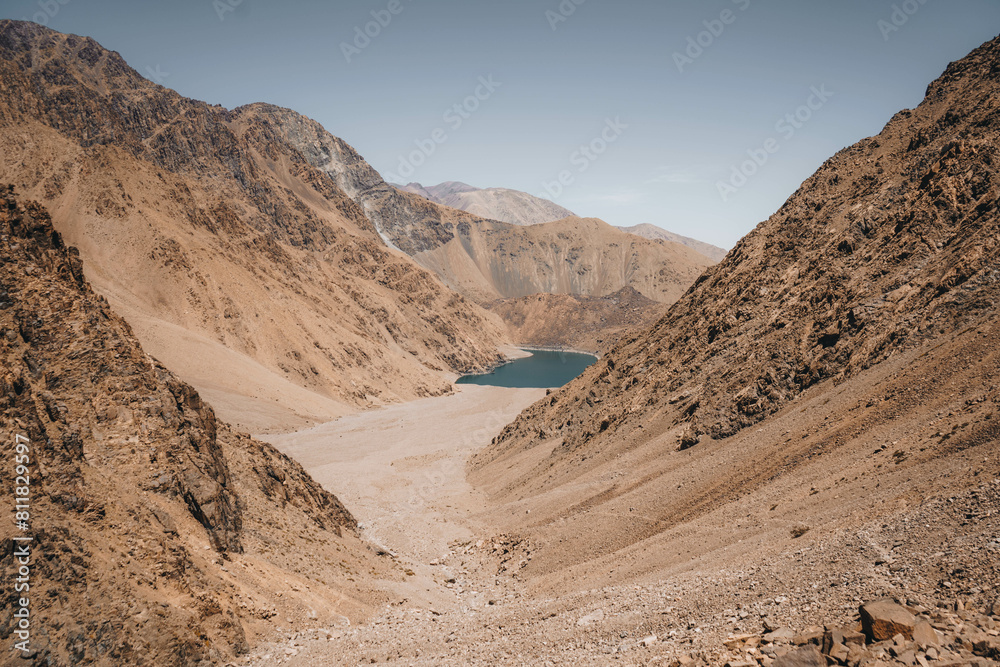 Lake Ifni located in the Toubkal National Park in the High Atlas Mountains of Morocco. 
