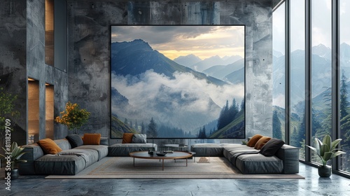 Majestic Splendor  Living Room Elegance. Generative AI
