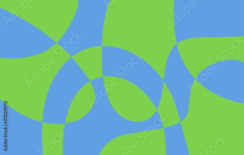 Abstract horizontal background with colorful waves. Trendy vector illustration in style retro 60s, 70s. Blue and green colors	