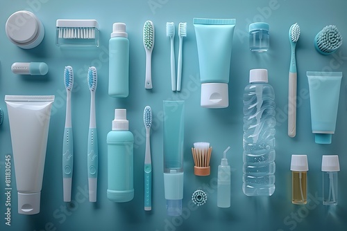 Dental Products Neatly Arranged for Immaculate Oral Care photo
