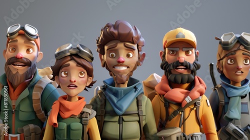 A group of five explorers, ready to take on the world.