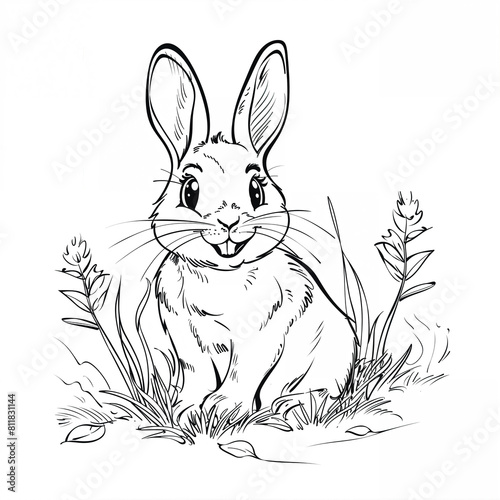 Coloring hare picture for children