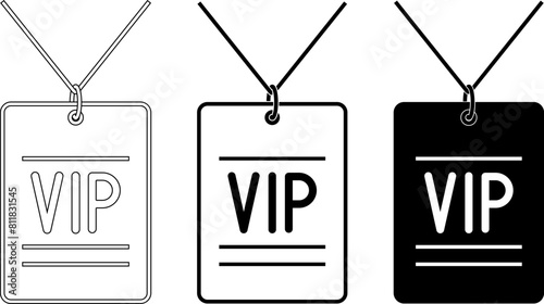 outline silhouette vip tag icon set