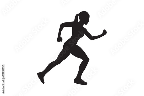 Set of silhouettes of running women. Run, runner, sport. illustration
