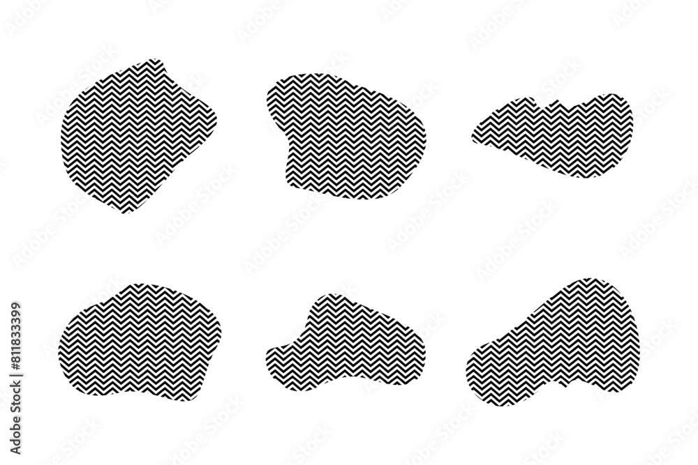 Blobs Fluid Shapes with Zig Zag Stripes pictogram symbol visual illustration Set Blobs Fluid Shapes with Zig Zag Stripes pictogram symbol visual illustration Set