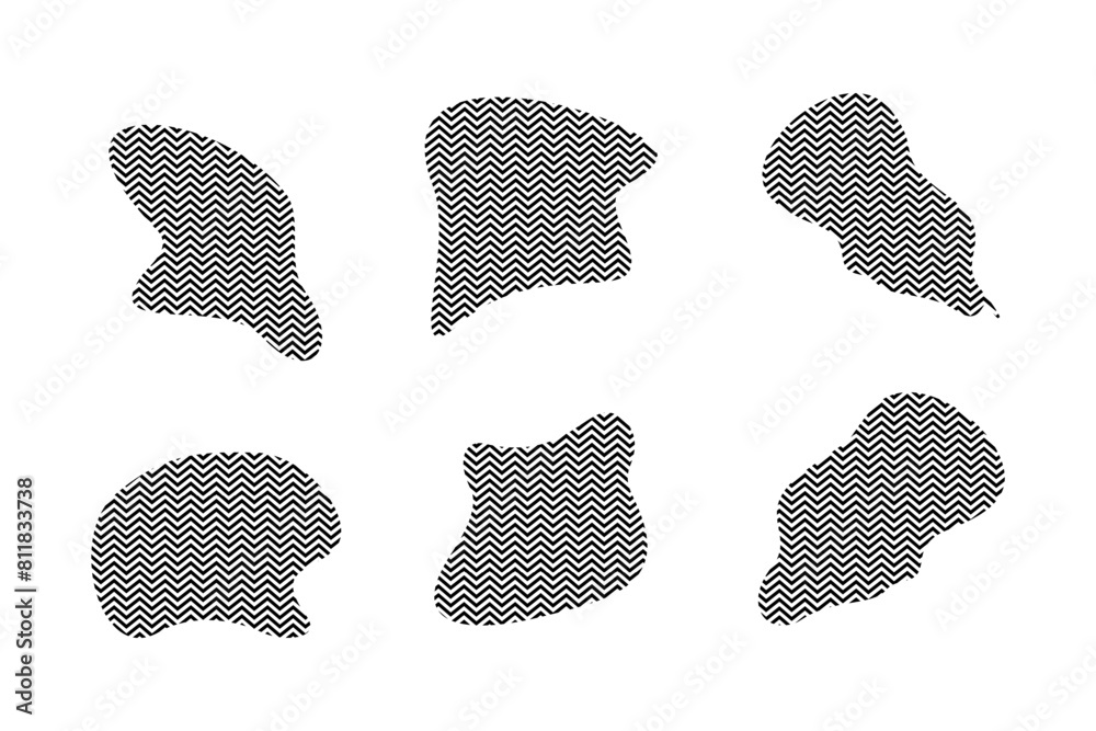Blobs Fluid Shapes with Zig Zag Stripes pictogram symbol visual illustration Set Blobs Fluid Shapes with Zig Zag Stripes pictogram symbol visual illustration Set