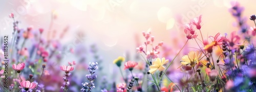 Colorful spring flowers in a meadow (kitchen glass)