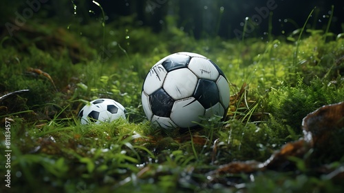 A football in the grass  isolated