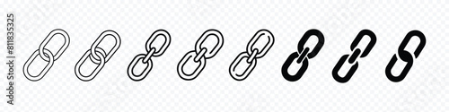 Link flat icon, Link icon. Hyperlink chain symbol. Chain Icon, link icon set isolated transparent background