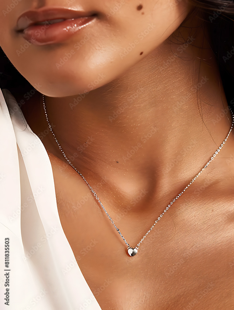 attractive woman neck wearing a jewelry necklace