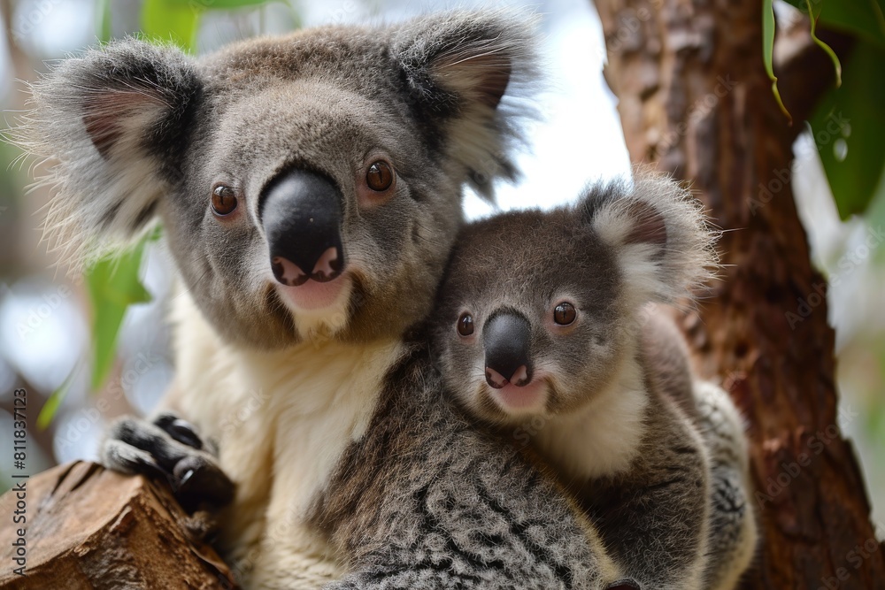 Mother koala with baby, AI generated Mother koala with baby, AI generated