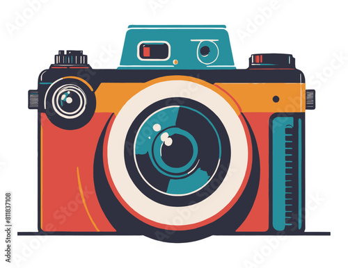 Retro Camera. Colorful illustration of a retro camera, capturing the vintage design and vibrant details. vector illustration against white background 