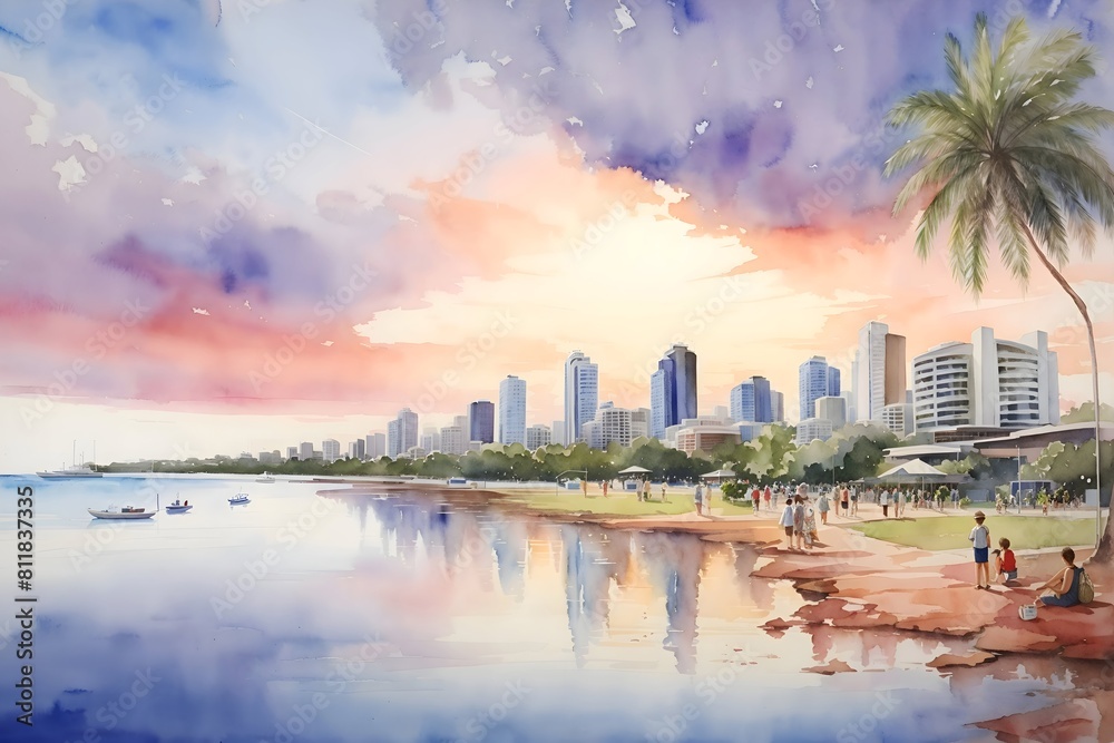 Obraz premium Darwin Australia Country Landscape Illustration Art