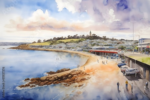 Devonport Australia Country Landscape Illustration Art photo