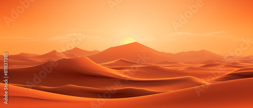 Desert Landscape at Golden Hour with Rising Full Moon