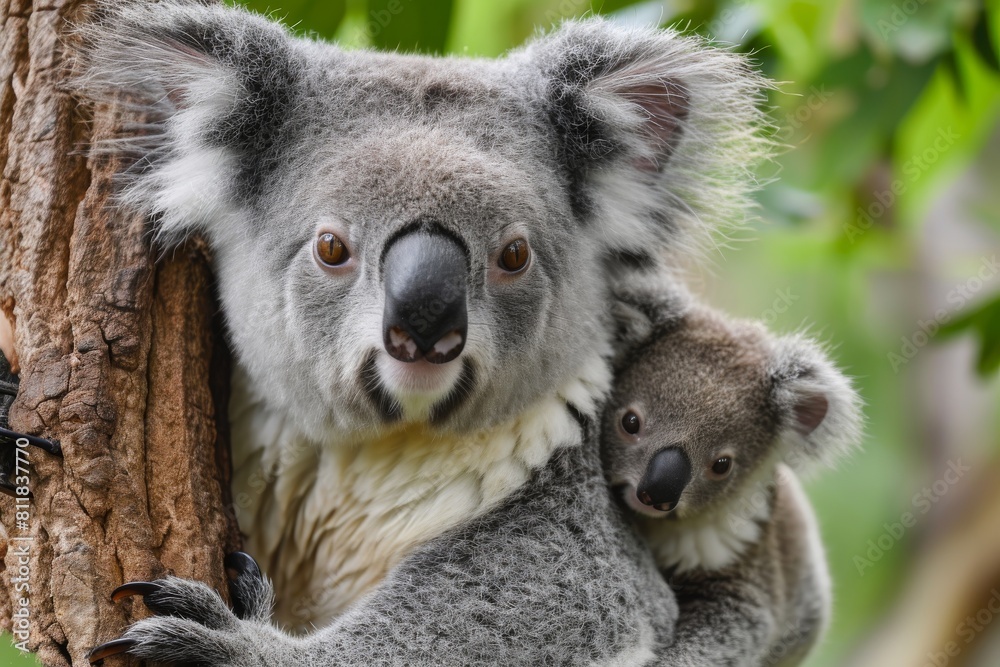 Mother koala with baby, AI generated Mother koala with baby, AI generated