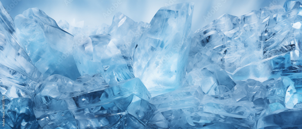 Blue Ice Crystals in Close-up View