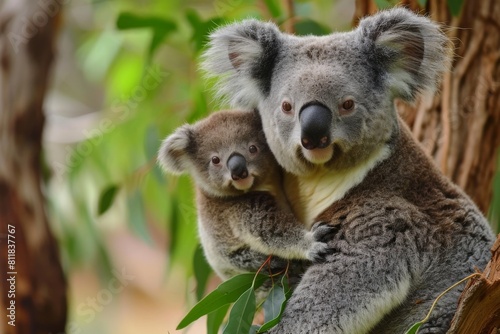 Mother koala with baby, AI generated © Tanu