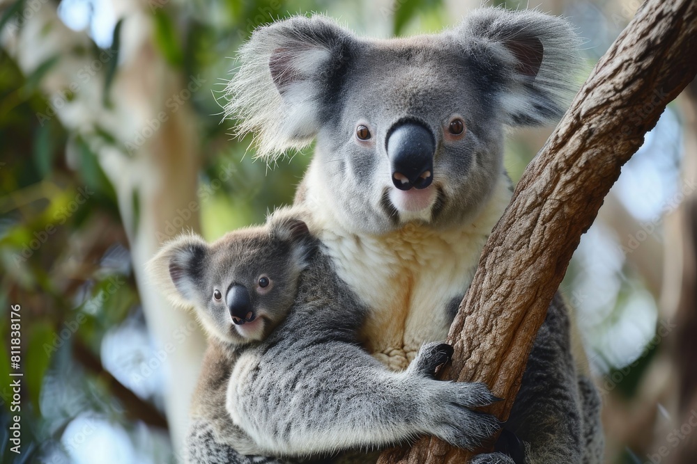 Fototapeta premium Mother koala with baby, AI generated
