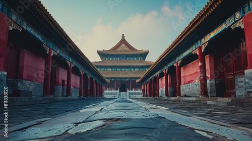 Discovering the rich history and culture of the Forbidden City in Beijing walking through the ancient halls and courtyards that were once home to Chine photo