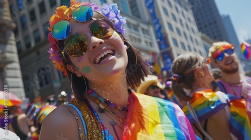 Attending the vibrant and colorful Pride Parade in San Francisco celebrating diversity and inclusivity with floats music and participants from all walk