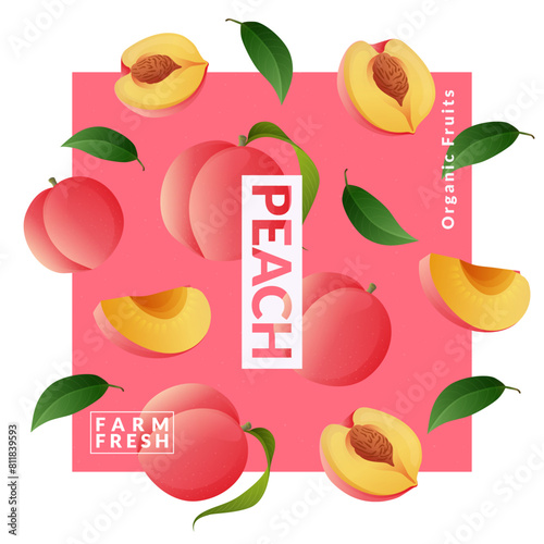 Peach packaging design templates. Modern style vector illustration.