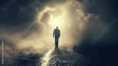 Man Emerging from Darkness Symbol of Hope and Transformation from Depression