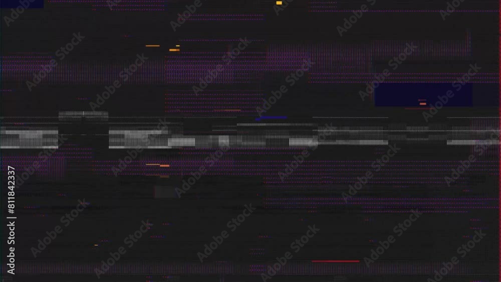 Glitch noise static television or VHS VFX. Tv screen interference distortion effect. Vintage background or glitch transition effect for video editing. Old damaged noisy stripes effect 4K