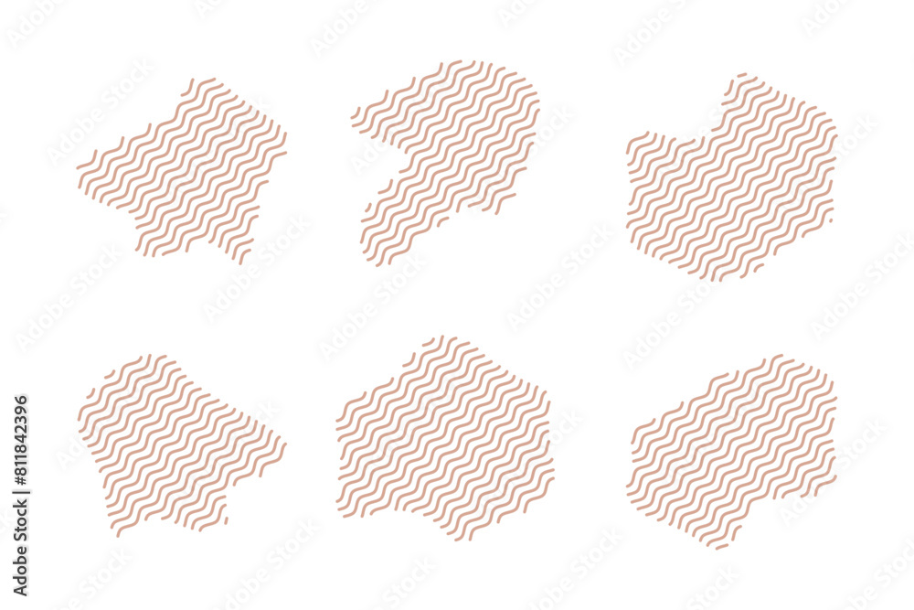 Blobs Fluid Shapes with Zig Zag Lins Set pictogram symbol visual illustration Set